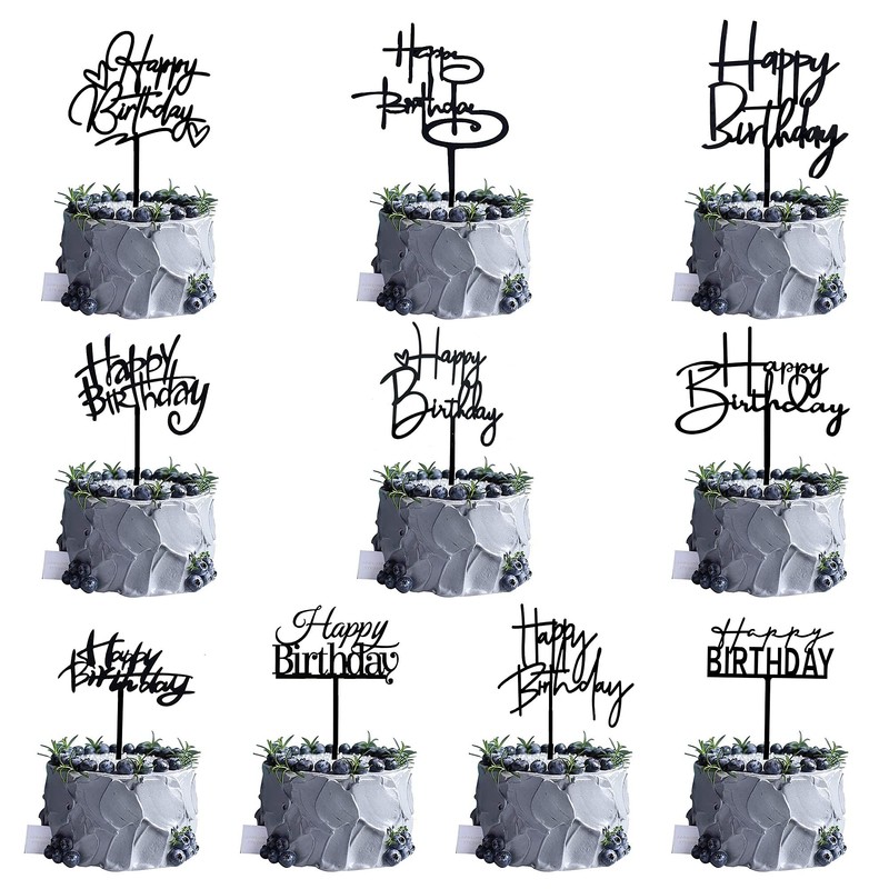 RASSLISA 10 Decoraciones de Acrílico para Tartas de Feliz Cumpleaños,