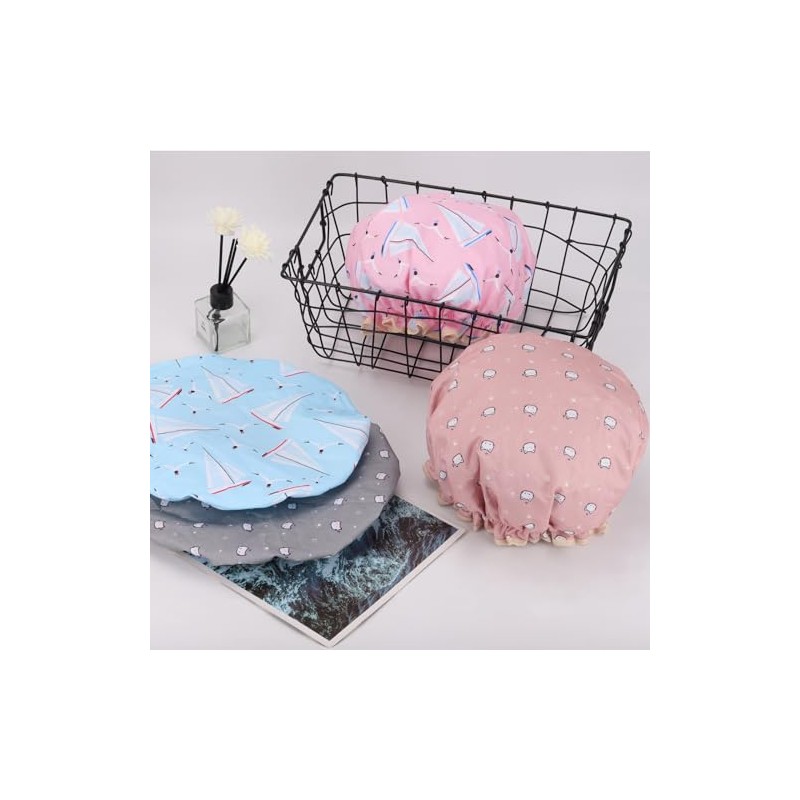 Tbestmax Gorros Ducha Mujer Niña Reutilizables Impermeables Doble Capa Estampado