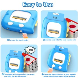 Kidzdo Talking Flash Cards with 560 Sight Word, Christmas Birthday Gifts for 2 3 4 5 6 Year Old Boys Girls, Montessori Pocket Speech Language Therapy Toys, Portable Toddlers Toys for Ages 2-6, Blue