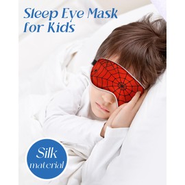 Miss Adola Sleep Mask for Kids - Silk Eye Mask for Sleeping Cute Cartoon Kids Sleep Mask for Boys Girls Teens Soft Smooth Adjustable Straps Silk Kids Eye Cover, Red Zhizhu