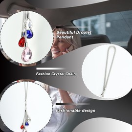 Car Mirror Hanging Accessories Heart Diamond Car Charms, Bling Crystal Ball Rear View Mirror, Car Rear View Mirror Pendant, Rear View Mirror Charms for Women Driver (Crystal)