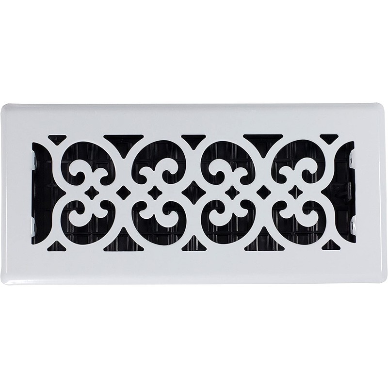 Decor Grates FSH610-WH Scroll Floor Register, 6-Inch by 10-Inch, White
