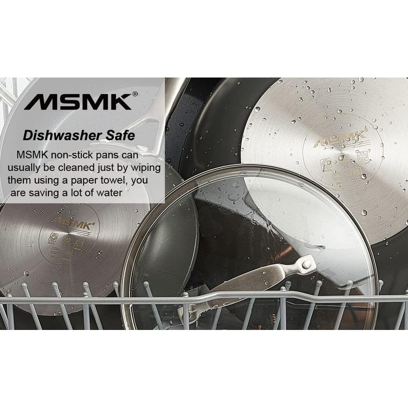 MsMk 10 Inch Frying Pan Nonstick with Lid, Induction Fry