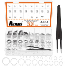 Rustark 211Pcs 21 Sizes 304 Stainless Steel External Snap Rings Assortment Kit with Tweezers Silver External Retaining Ring Circlip Snap Retaining Clip Ring C-Clips Snap Ring Set for Axle Shaft Parts