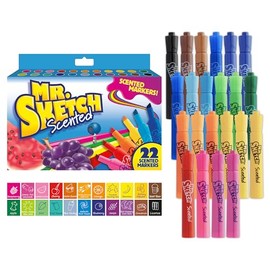 Mr. Sketch Marcadores aromáticos, punta de cincel, colores surtidos 22 unidades - Divertido para niños, estimula la creatividad, regalo de vacaciones,