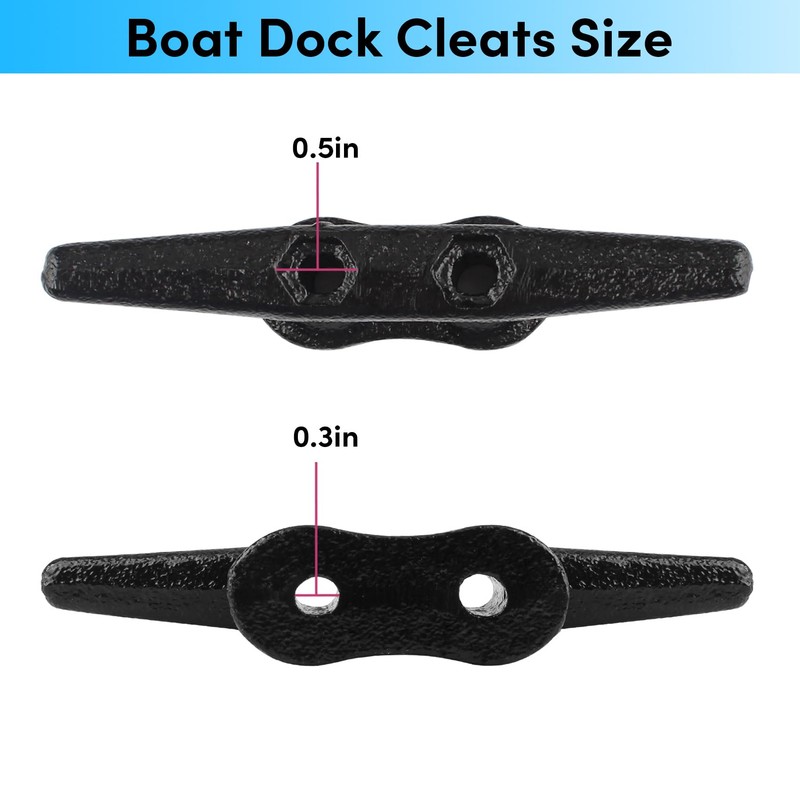 BALAVA Boat Cleats 6 inch,Boat Dock Cleats,Electrophoretic Coated Black Dock