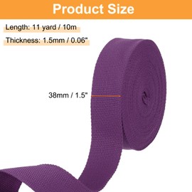 HARFINGTON Cotton Webbing 1.5 Inch 11 Yard Polyester Cotton Weave Webbing Strap Twill Tape Ribbon for Arts and Crafts Webbing Tote Bag Handles Cloth Belt Making Outdoor Supplies, Purple