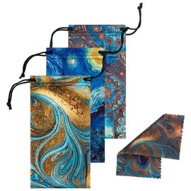 Aatacas Soft Eyeglass Pouch 3 Pack - Microfiber Screen Cleaning Bag Pouch for Glasses (3 PACK#NEW C)