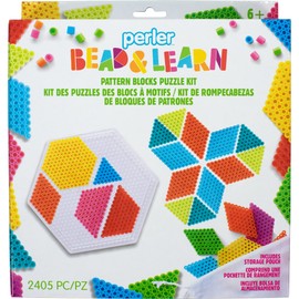 Perler Pattern Blocks Educational Fuse Bead Craft Kit for Kids, Multicolor 2404 Piece