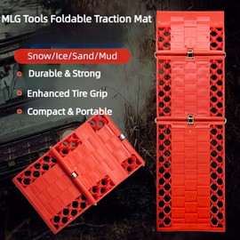 MLG Tools All-Weather Foldable Auto Traction Mat Tire Grip Aid, Self-rescue Off-road board, Anti-skid Pad, Ideal to Unstuck Your Car From Snow, Ice, Mud, and Sand (2-Pack)