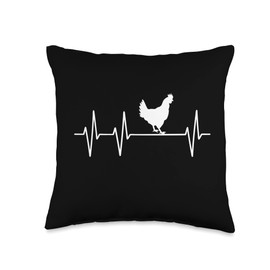 Chicken Farm Men Women Children Kids Clothing Chicken Heartbeat Poultry Farmer Rooster Farm Eggs Design Throw Pillow, 16x16, Multicolor