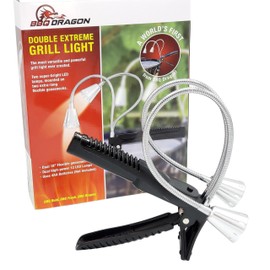 BBQ Dragon Double Extreme LED Grill Light – Massive Spring Clamp, Weather Resistant, Dual 18" Goosenecks - BBQ Light for Outdoor Cooking, Griddles, Smokers, and Pellet Grills