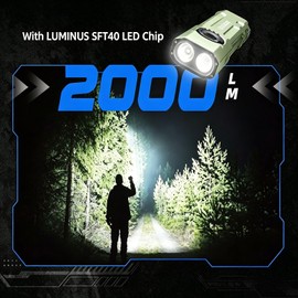 JETBeam E26 Flat Tactical Flashlight 2000 LM with White Green LED Model UV