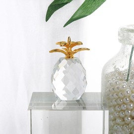 DECHOUS Crystal Pineapple Figurine: Clear Mini Pineapple Statue Decor for Home Table Accents Living Room Office Desk Housewarming
