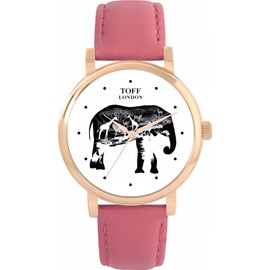 Toff London Elephant Silhouette Women's Watch 38 mm Case 3ATM Waterproof Quartz Movement Luxury Fashionable, White, TLWS-41633