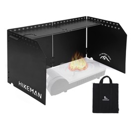 HIKEAMN Camping Stove Windscreen - Outdoor Folding Gas Stove Windshield,Camping Wind Blocker with a Storage Bag for Camping,Hiking,Picnic,Cooking (black)