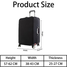 FDRJKN Suitcase Cover, Suitcase Covers Protectors, Luggage Cover, Luggage Covers For Suitcases, Waterproof Dustproof Luggage Cover Black Baggage Cover For Travel (M 22-24inch)