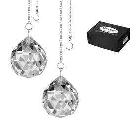 MerryNine 50mm/2.0" Clear Crystal Ball Prism Sun Shine Catcher Rainbow Pendants Maker, Hanging Crystals Prisms for Windows, for Feng Shui (50mm/2.0" 2pack)