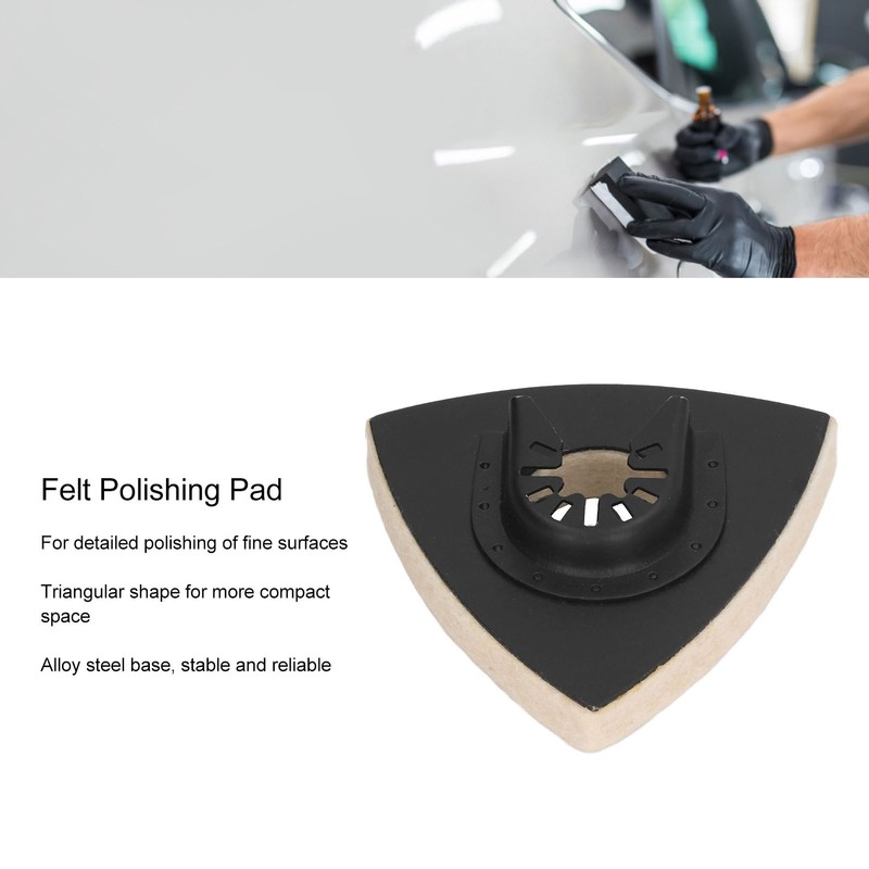 5PCS Wool Polishing Pad with Alloy Steel Base Triangular Felt