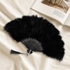 Black Feather Fan Marabou Vintage Foldable Fan Rave Handfan Renaissance