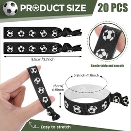 Hanaive 20 Pcs Soccer Hair Ties Elastic Ponytail Holders Football No Crease Ribbon Party Accessories for Girls Women Team Members(Black)