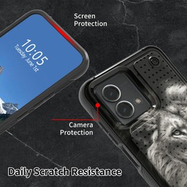 BFDHGQZC Case for Moto G Stylus 5G 2023 with Screen Protector,Dual Layer Hard PC Textured Back & Soft TPU Bumper Shockproof Protective Cover for Moto G Stylus 5G 2023,Lion