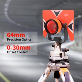 Single Tilt Prism for Total Stations - Durable All-Metal Surveying Prism with 0/-30mm Offset, 5/8"-11 Thread & Protective Case | Professional Survey Prism Kit (Z14U-RO)