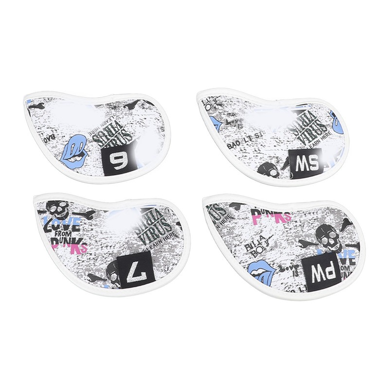 10pcs Golf Iron Covers Skull Pattern PU Scratch Proof Club