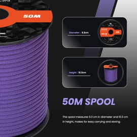 Abma Cord 550 Paracord, 4 Mm Nylon Rope with 9 Core Strands, Type III, 30 M Survival Parachute, purple