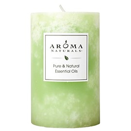 Aroma Naturals Litsea Cubeba and Bergamot Essential Oil Green Scented Pillar Candle, Verbena, 2.5 inch x 4 inch
