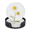White Daisy Simple Flower Premium Leather Coasters - Set of
