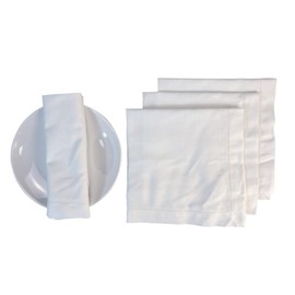 Fabric Napkins Set of 6 Cotton Linen Washable Reusable with Hemstitch Napkins Fabric Placemats Table Decoration for Parties Christmas Birthday Wedding Kitchen (White, 20 x 20 cm)