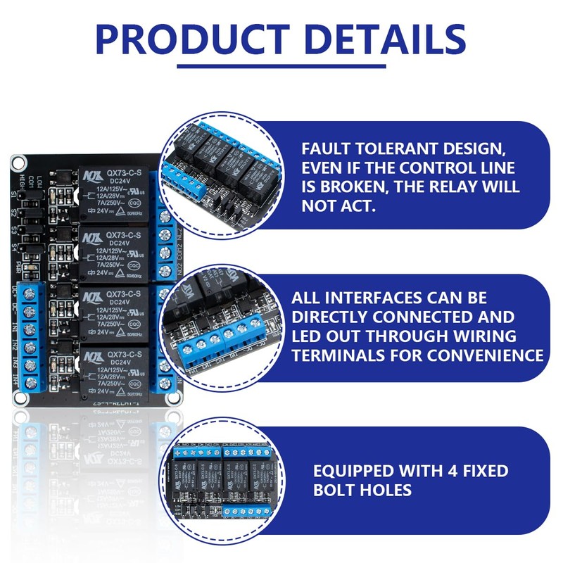 Innfeeltech 4pcs DC 24V Relay Module 4 Channel Relay with