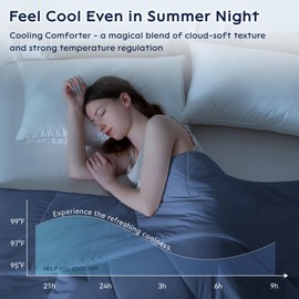 Bailix Cooling Comforter King Size, Thin Summer Blanket for Hot Sleepers & Night Sweats, Ultra Soft & Lightweight & Silk Smooth Ice Blanket, Q-Max>0.4, 108"x90", Blue