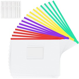 YoeeJob 16 Packs 3-Hole Clear Zipper Binder Pockets, Binder Insert Pages with Card Slots Suitable for School or Office to Organize Document, Assorted Color Zippers