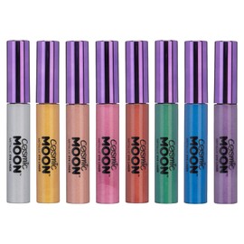 Cosmic Moon - Metallic Eyeliner - 10ml - For fascinating metallic eye styles - Set of 8 colours - Contains: Silver, Gold, Rose Gold, Pink, Red, Green, Blue, Purple