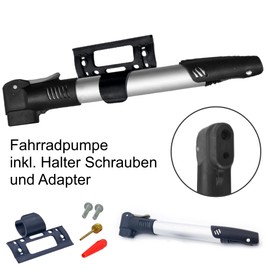 Clixde Bicycle Pump Air Pump All Valves Portable 100 PSI 6.9 Bar with Bracket Ball Needle and Air Nozzle 28 cm