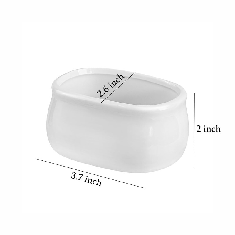 Sizikato Pure White Porcelain Sugar Packet Holder Tea Bag Bowl,