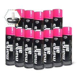 Fox Valley Marks All Utility Marking Paint Spray Can, Lawn Marking Spray Paint, Easy Use Tree Marking Paint, Driveway Paint, Parking Lot Paint & Grass Marking Paint 18 oz (Pack of 12) Pink Fluorescent