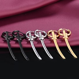 Yumilok 3 Pairs of Hypoallergenic Stud Earrings for Men and Women Hoop Earrings Set Sword Dagger Earrings, Stainless Steel
