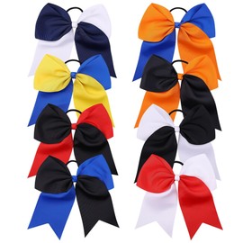 Cheer Hair Bows Large Cheerleading Hair Bows Hair Ties with Ponytail Holder for Teen Girls Softball Cheerleader.(FS13) (Multicoloured Style)