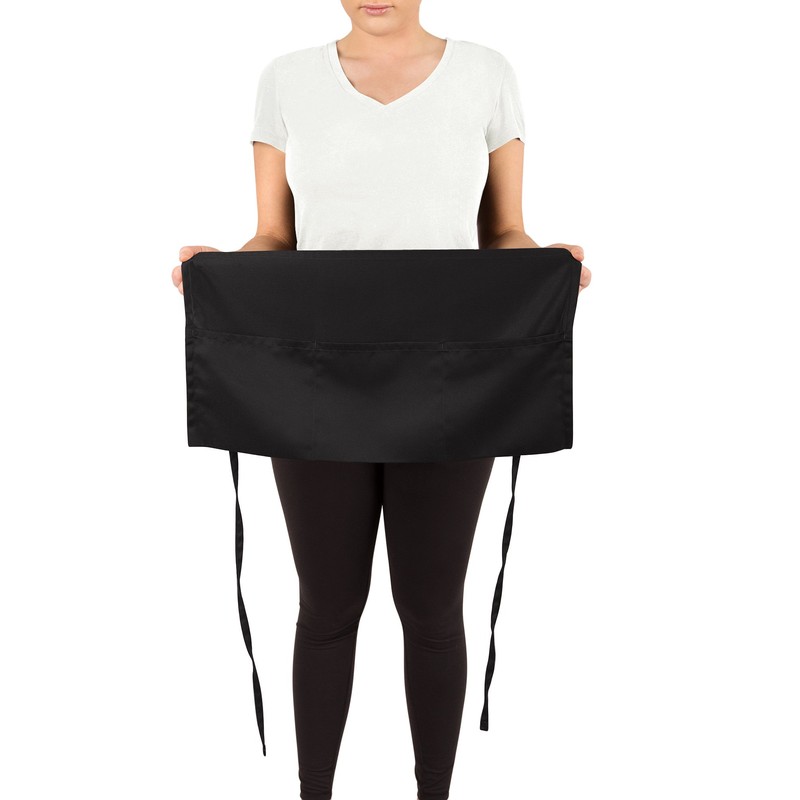 KNG 6 Pack - Black Waist Apron, 11 inch