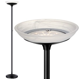 BoostArea Torchiere Floor Lamp, 30W Super Bright LED Standing Lamp, Stepless Dimmable Pole Lamp with 3000K Lighting, Rotary Switch, 70 Inch Tall Metal Modern Floor Lamps for Living Room/Bedroom Black