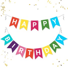 GBAUKAFHE Rainbow Happy Birthday Banner Birthday Sign for Backdrop Happy Birthday Decors for Women Girls Kids Birthday Party Wall Door Garland Bunting Banner Party Women Kids Baby Shower Hanging Decor