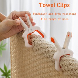 APCTIOOY Beach Towel Clips for Beach Chairs, Towel Clips Clamps, Clothes Pins for Chairs Cruise Hanging, Laundry, Backdrop (White Orange-2)