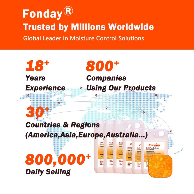 2LB Fonday Premium Moisture Indicating Silica Gel Desiccant Orange to