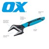 OX OX-P324612 PRO Series Adjustable Wrench, Extra Wide Jaw -