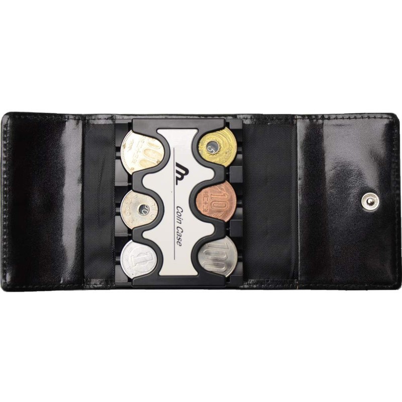 Marusune Coin Case with Cover Black 8.3 x 6.5 x