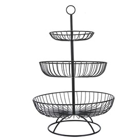 Household Living Room Modern 3-Tier Fruit Dish Plate Storage Basket Tray TablewareBlack
