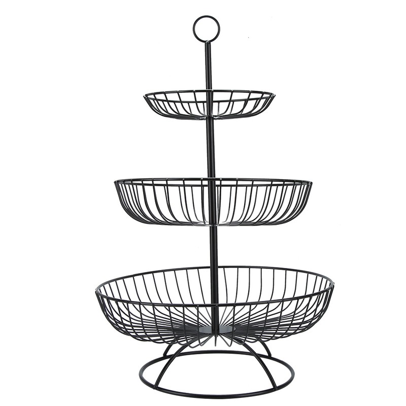 Household Living Room Modern 3-Tier Fruit Dish Plate Storage Basket